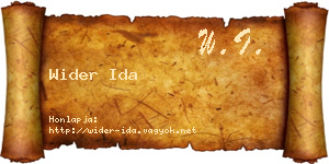 Wider Ida névjegykártya